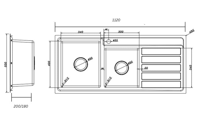 Lineare 1120mm 1.75 Bowl Sink