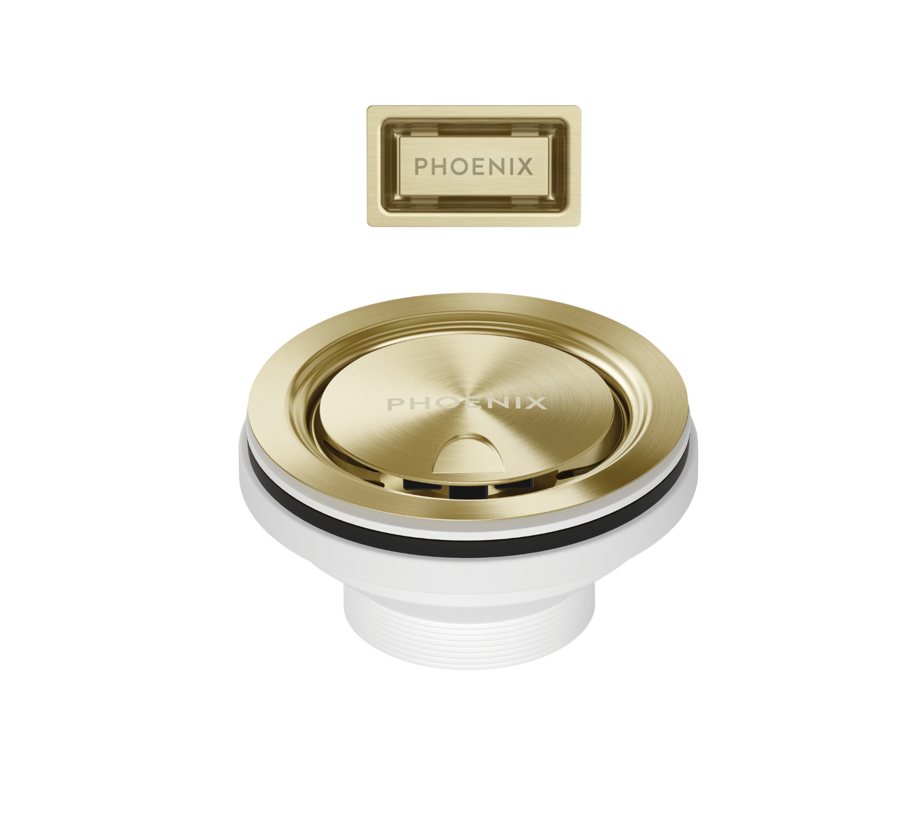 Phoenix Sink Package 2 – Matte White Sink & Brushed Gold Mixer