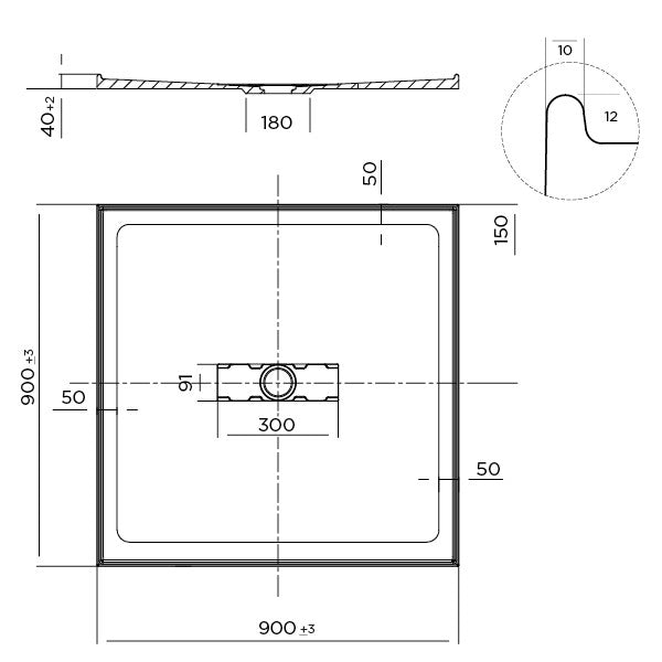 Oceano Stonelite Elite 900mm x 900mm Shower Base