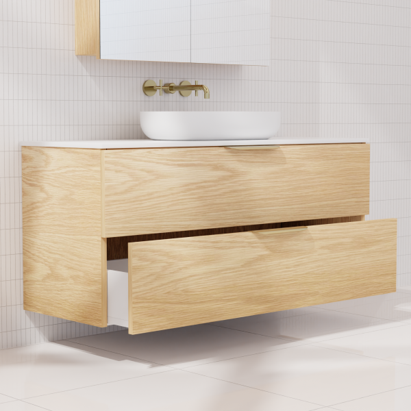 FABF Odesa Timber Veneer Vanity 1200mm Vanity, American White Oak / Add Top + Basin