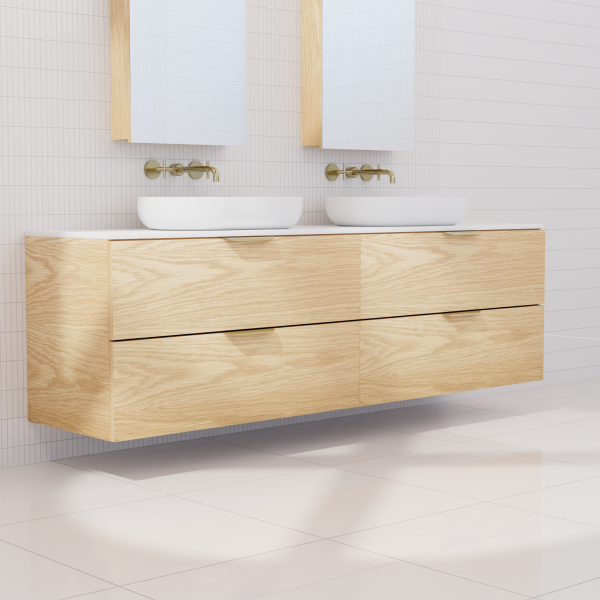 FABF Odesa Timber Veneer Vanity 1800mm Vanity, American White Oak / Add Top + Basin