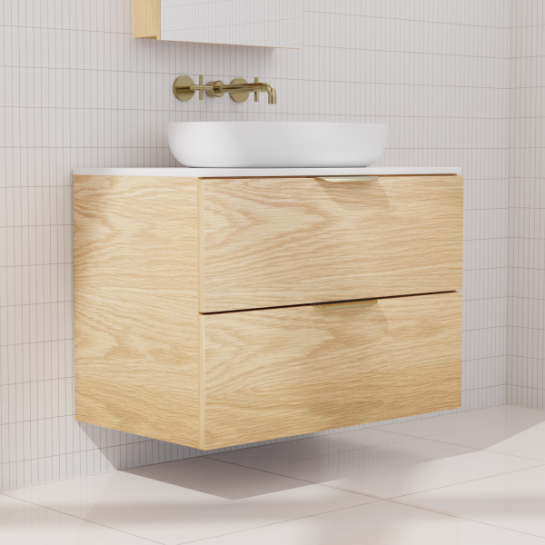 FABF Odesa Timber Veneer Vanity 750mm Vanity, American White Oak / Add Top + Basin