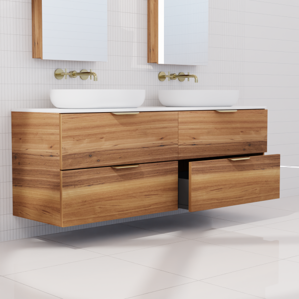 FABF Odesa Timber Veneer Vanity 1500mm Vanity, Blackbutt / Add Top + Basin