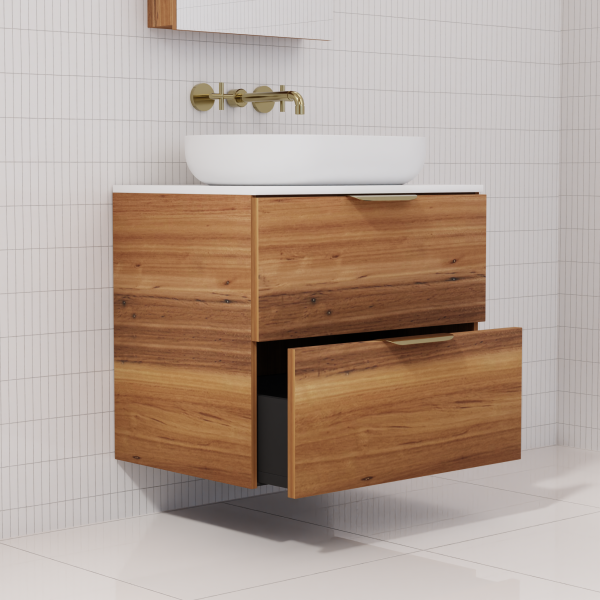 FABF Odesa Timber Veneer Vanity 600mm Vanity, Blackbutt / Add Top + Basin