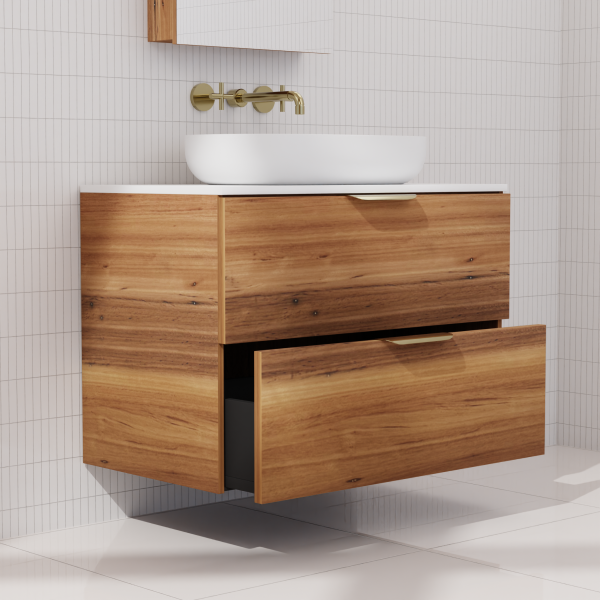 FABF Odesa Timber Veneer Vanity 750mm Vanity, Blackbutt / Add Top + Basin