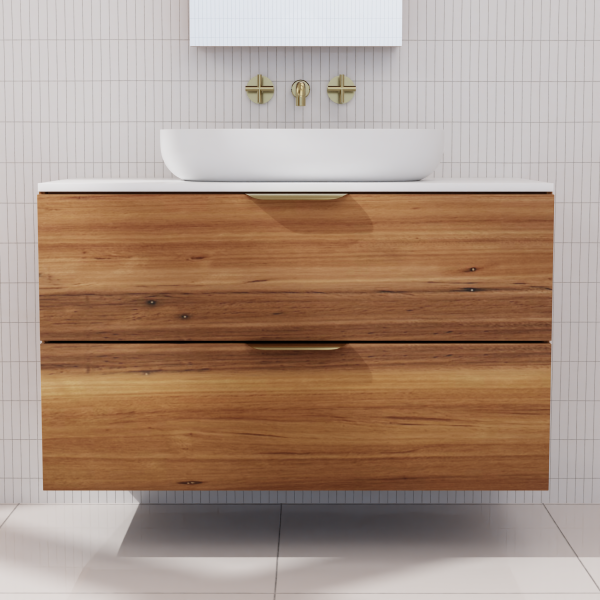 FABF Odesa Timber Veneer Vanity 900mm Vanity, Blackbutt / Add Top + Basin