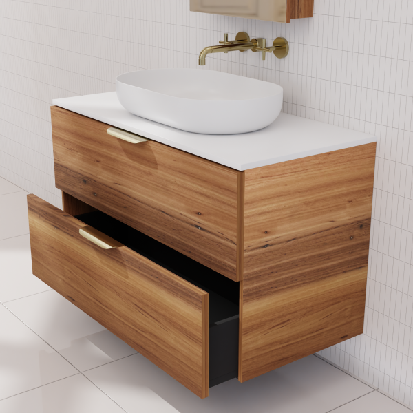 FABF Odesa Timber Veneer Vanity 900mm Vanity, Blackbutt / Add Top + Basin