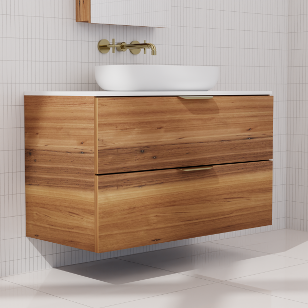 FABF Odesa Timber Veneer Vanity 900mm Vanity, Blackbutt / Add Top + Basin