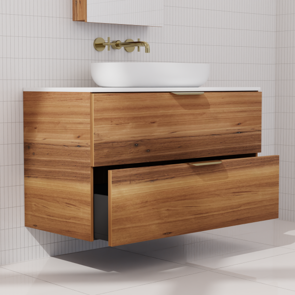 FABF Odesa Timber Veneer Vanity 900mm Vanity, Blackbutt / Add Top + Basin