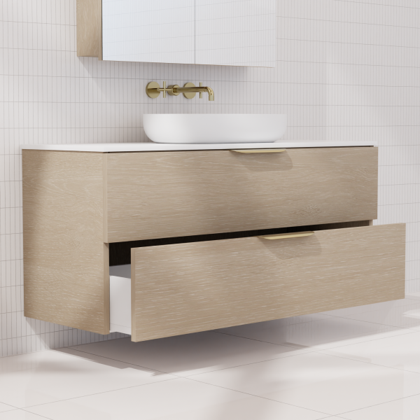 FABF Odesa Timber Veneer Vanity 1200mm Vanity, Coastal Oak / Add Top + Basin