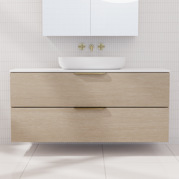 FABF Odesa Timber Veneer Vanity 1200mm Vanity, Coastal Oak / Add Top + Basin