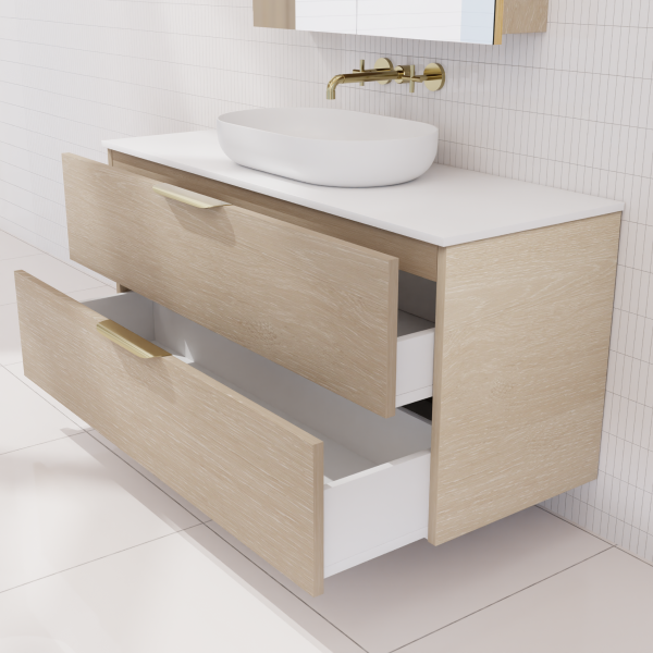 FABF Odesa Timber Veneer Vanity 1200mm Vanity, Coastal Oak / Add Top + Basin