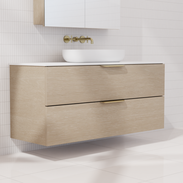 FABF Odesa Timber Veneer Vanity 1200mm Vanity, Coastal Oak / Add Top + Basin
