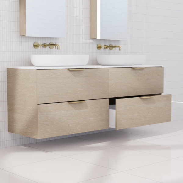 FABF Odesa Timber Veneer Vanity 1500mm Vanity, Coastal Oak / Add Top + Basin