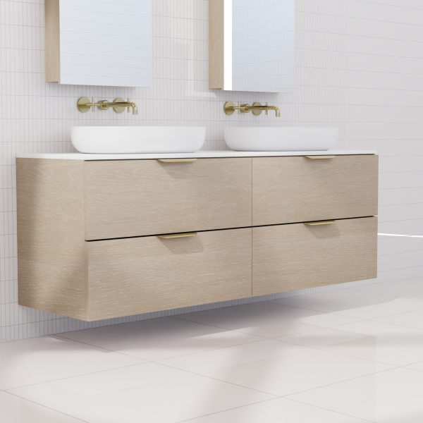 FABF Odesa Timber Veneer Vanity 1500mm Vanity, Coastal Oak / Add Top + Basin