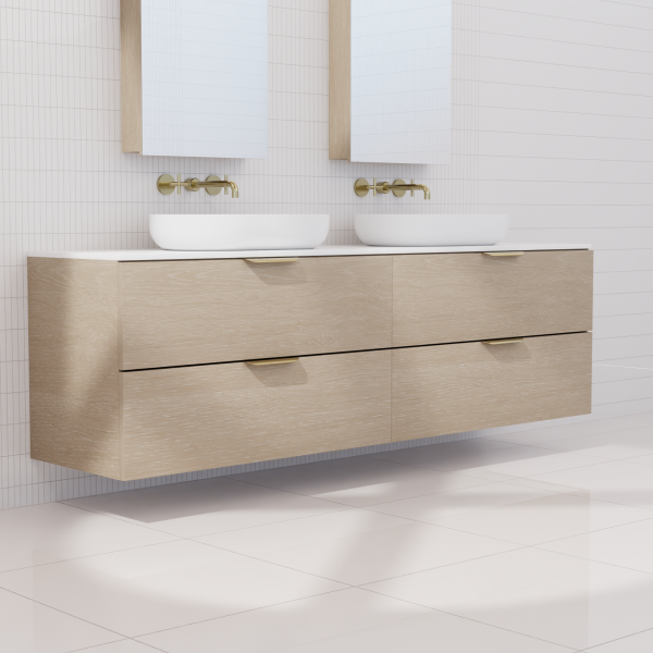 FABF Odesa Timber Veneer Vanity 1800mm Vanity, Coastal Oak / Add Top + Basin
