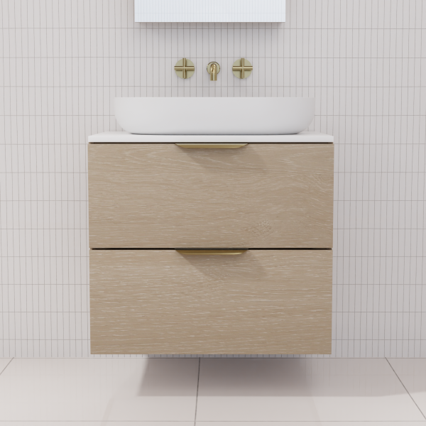 FABF Odesa Timber Veneer Vanity 600mm Vanity, Coastal Oak / Add Top + Basin
