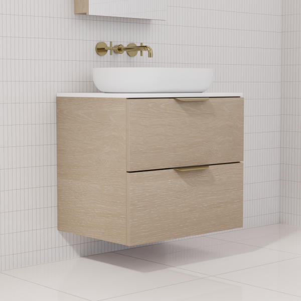 FABF Odesa Timber Veneer Vanity 600mm Vanity, Coastal Oak / Add Top + Basin