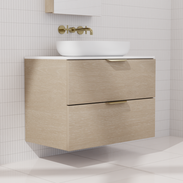 FABF Odesa Timber Veneer Vanity 750mm Vanity, Coastal Oak / Add Top + Basin