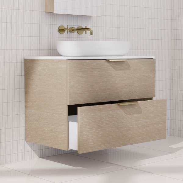 FABF Odesa Timber Veneer Vanity 750mm Vanity, Coastal Oak / Add Top + Basin