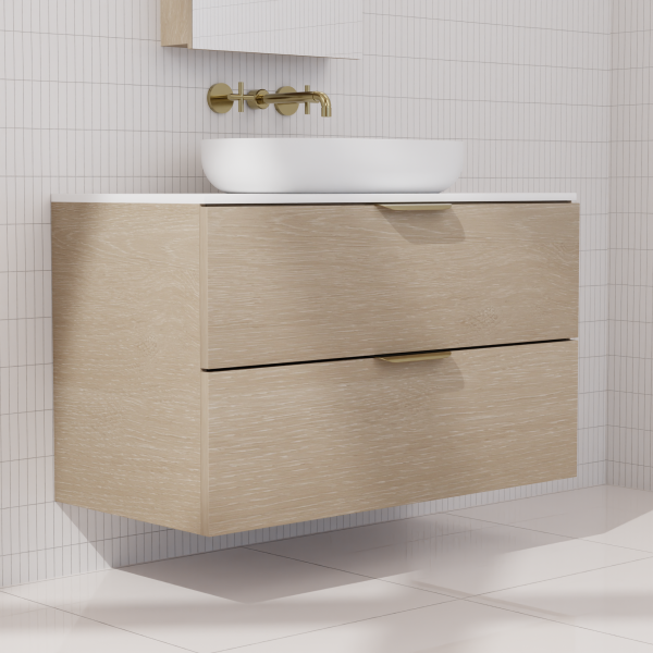 FABF Odesa Timber Veneer Vanity 900mm Vanity, Coastal Oak / Add Top + Basin