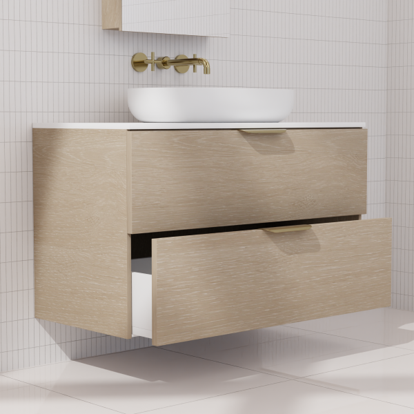 FABF Odesa Timber Veneer Vanity 900mm Vanity, Coastal Oak / Add Top + Basin