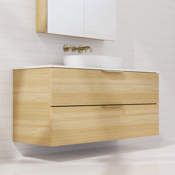 FABF Odesa Timber Veneer Vanity 1200mm Vanity, Light Oak / Add Top + Basin
