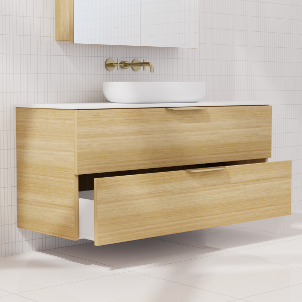 FABF Odesa Timber Veneer Vanity 1200mm Vanity, Light Oak / Add Top + Basin