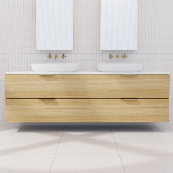 FABF Odesa Timber Veneer Vanity 1800mm Vanity, Light Oak / Add Top + Basin