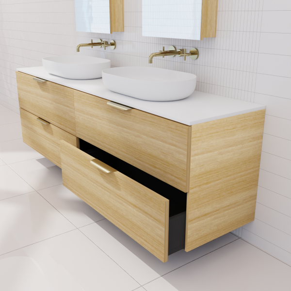 FABF Odesa Timber Veneer Vanity 1800mm Vanity, Light Oak / Add Top + Basin