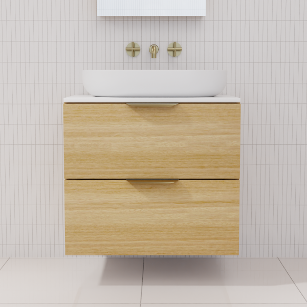 FABF Odesa Timber Veneer Vanity 600mm Vanity, Light Oak / Add Top + Basin