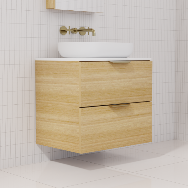 FABF Odesa Timber Veneer Vanity 600mm Vanity, Light Oak / Add Top + Basin