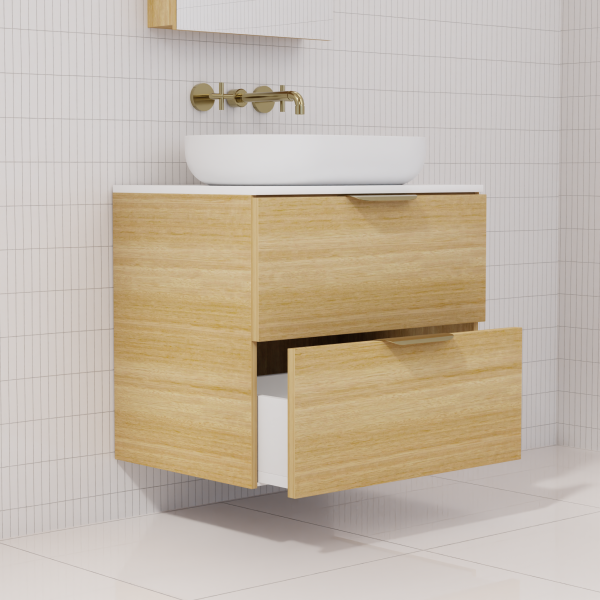 FABF Odesa Timber Veneer Vanity 600mm Vanity, Light Oak / Add Top + Basin