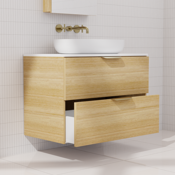 FABF Odesa Timber Veneer Vanity 750mm Vanity, Light Oak / Add Top + Basin