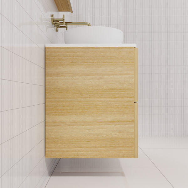FABF Odesa Timber Veneer Vanity 600mm Vanity, Light Oak / Add Top + Basin