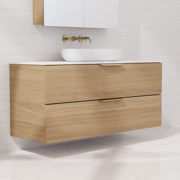 FABF Odesa Timber Veneer Vanity 1200mm Vanity, Prime Oak / Add Top + Basin