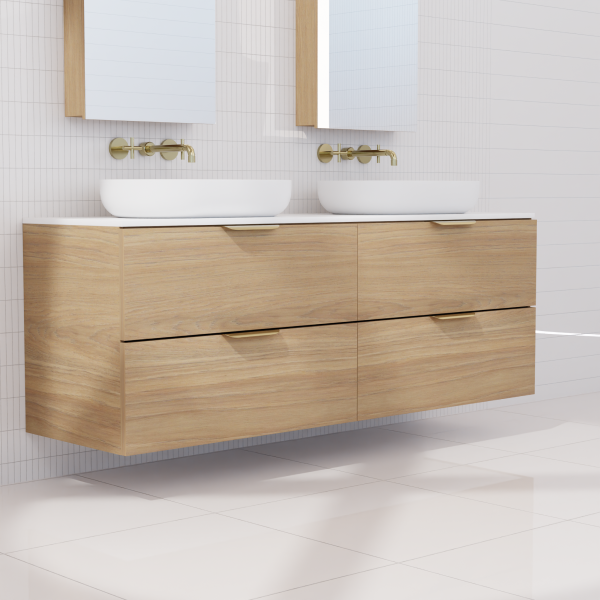 FABF Odesa Timber Veneer Vanity 1500mm Vanity, Prime Oak / Add Top + Basin