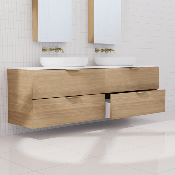 FABF Odesa Timber Veneer Vanity 1800mm Vanity, Prime Oak / Add Top + Basin