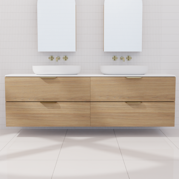 FABF Odesa Timber Veneer Vanity 1800mm Vanity, Prime Oak / Add Top + Basin