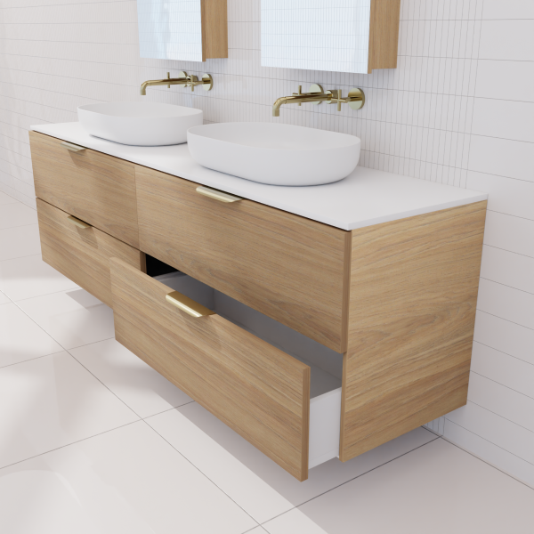 FABF Odesa Timber Veneer Vanity 1800mm Vanity, Prime Oak / Add Top + Basin