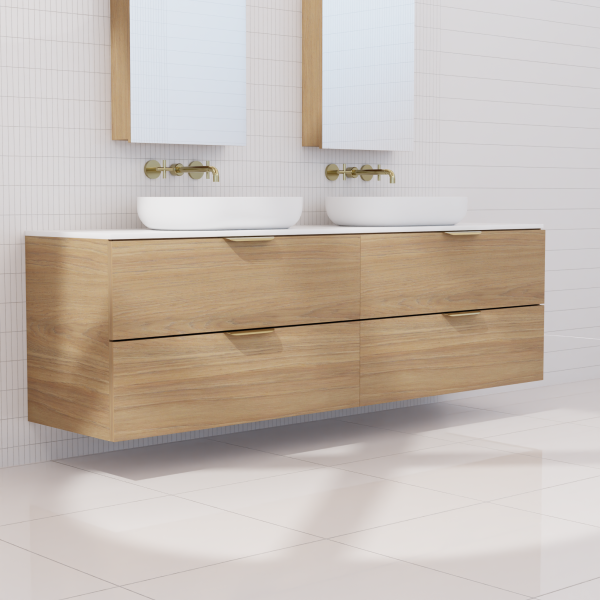 FABF Odesa Timber Veneer Vanity 1800mm Vanity, Prime Oak / Add Top + Basin