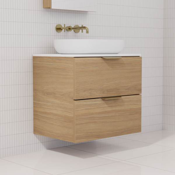 FABF Odesa Timber Veneer Vanity 600mm Vanity, Prime Oak / Add Top + Basin