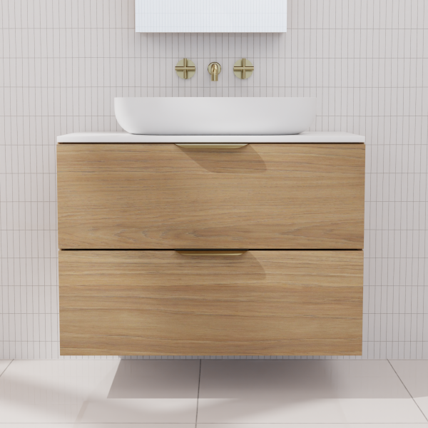 FABF Odesa Timber Veneer Vanity 750mm Vanity, Prime Oak / Add Top + Basin
