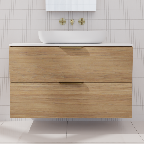 FABF Odesa Timber Veneer Vanity 900mm Vanity, Prime Oak / Add Top + Basin