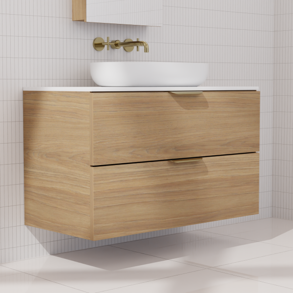 FABF Odesa Timber Veneer Vanity 900mm Vanity, Prime Oak / Add Top + Basin