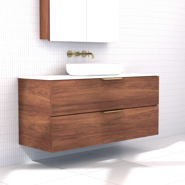 FABF Odesa Timber Veneer Vanity 1200mm Vanity, Tasmanian Blackwood / Add Top + Basin