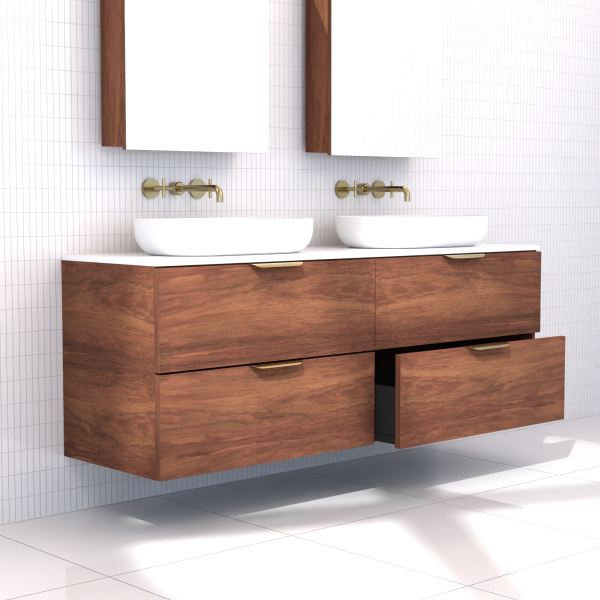 FABF Odesa Timber Veneer Vanity 1500mm Vanity, Tasmanian Blackwood / Add Top + Basin