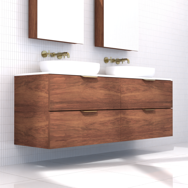 FABF Odesa Timber Veneer Vanity 1500mm Vanity, Tasmanian Blackwood / Add Top + Basin