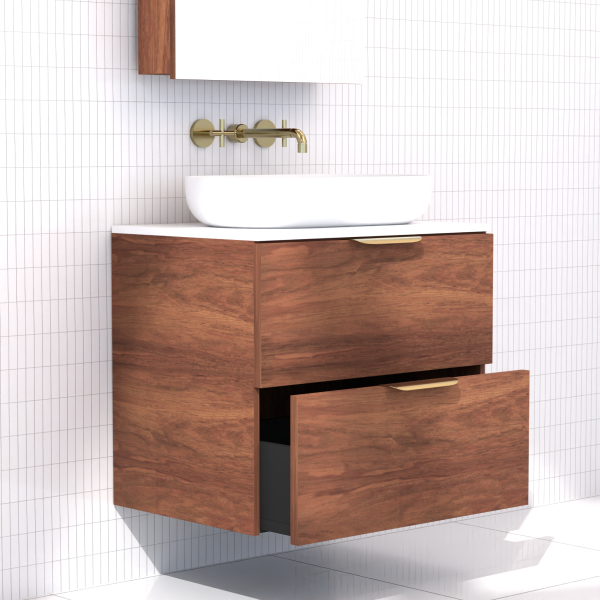 FABF Odesa Timber Veneer Vanity 600mm Vanity, Tasmanian Blackwood / Add Top + Basin