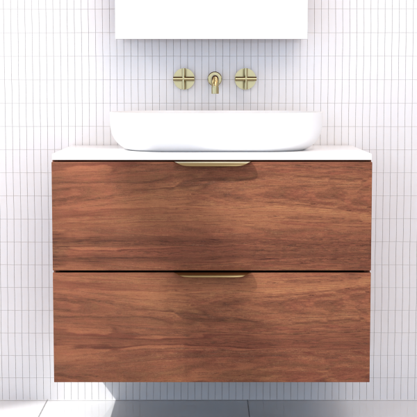 FABF Odesa Timber Veneer Vanity 750mm Vanity, Tasmanian Blackwood / Add Top + Basin